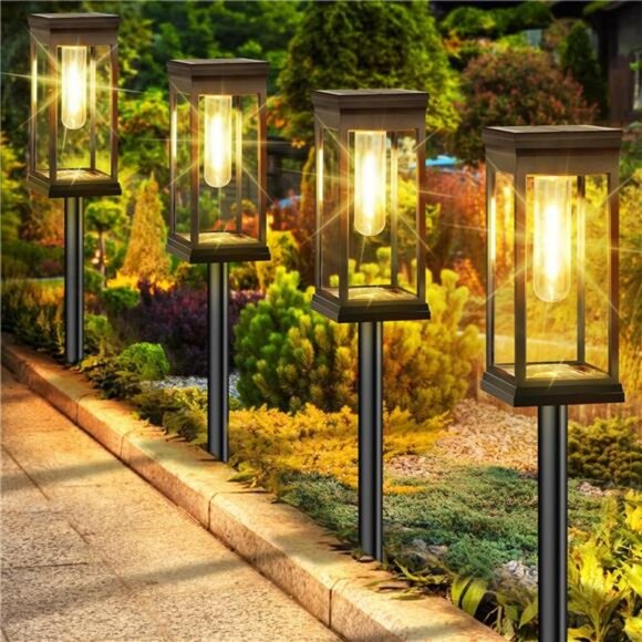 Solar Pathway Lights Outdoor LED Yard Garden Walkway Sun Powered Waterproof Ligh - Picture 1 of 7